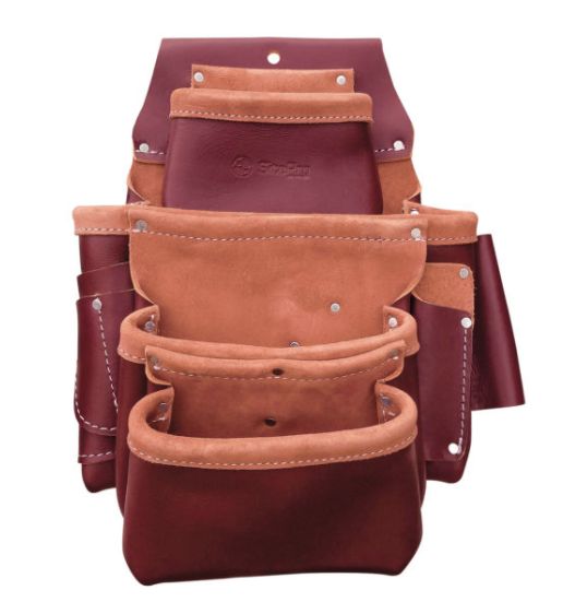 10-Pocket 4-Pouch Leather Fastener Tool Bag With Holders 1 10-Pocket 4-Pouch Leather Fastener Tool Bag With Holders
