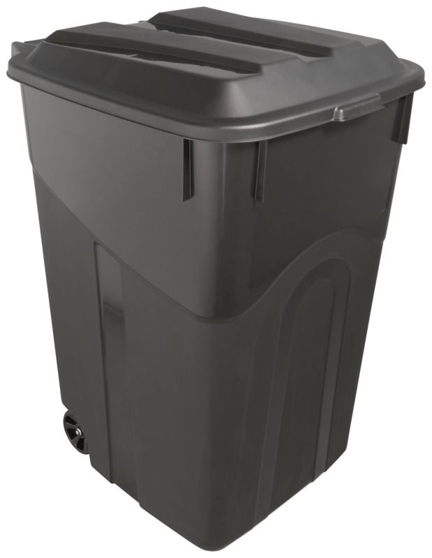 45-Gallon Wheeled Trash Can with Lid Black 1 45-Gallon Wheeled Trash Can with Lid Black