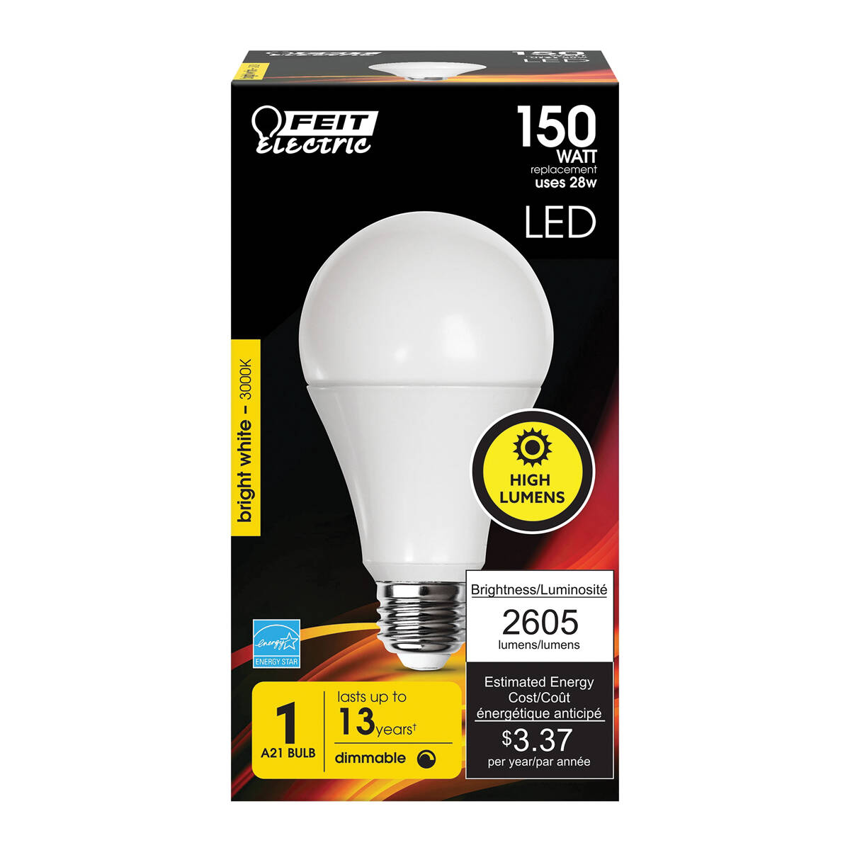 150-Watt Equivalent A21 E26-Medium Warm White Dimmable LED Light Bulb, 1-Pack 2 150-Watt Equivalent A21 E26-Medium Warm White Dimmable LED Light Bulb, 1-Pack