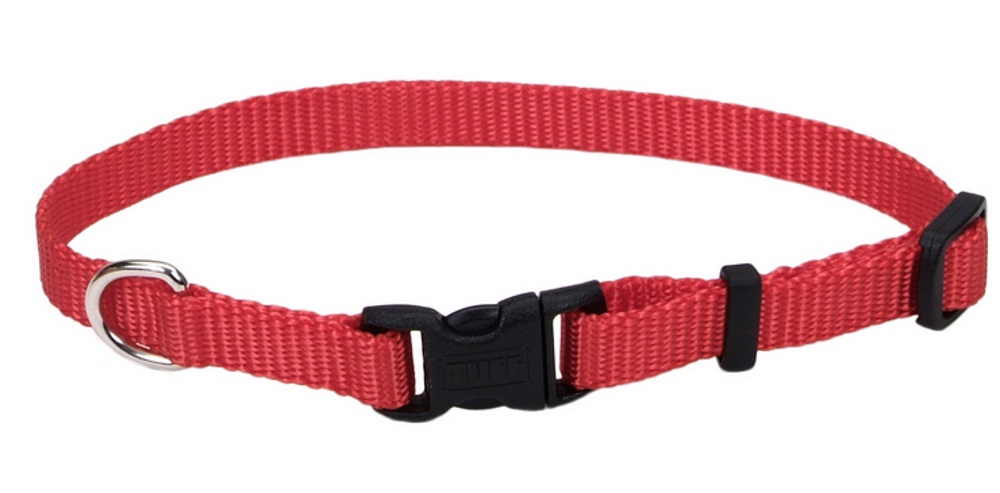 8-12-Inch Adjustable Nylon Dog Collar With Tuff Buckle, Red