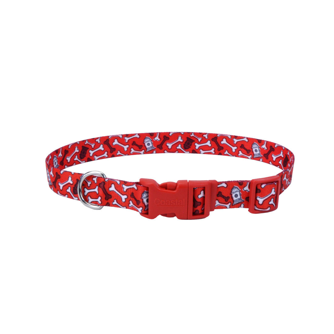 3/4 x 14-20-Inch Styles Adjustable Dog Collar, Red Bones