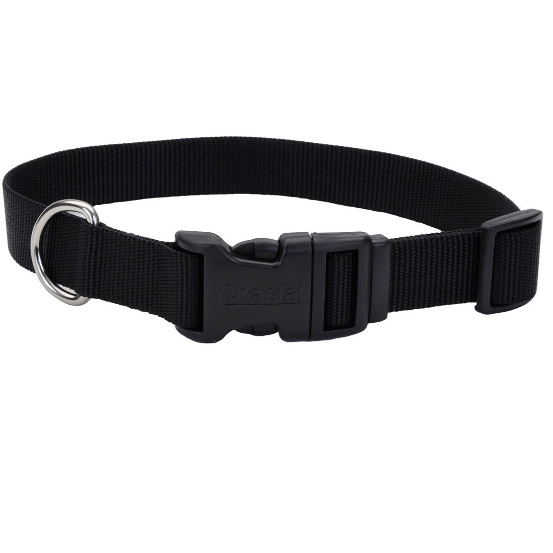 1 x 14-20-Inch Black Adjustable Dog Collar With Plastic Buckle