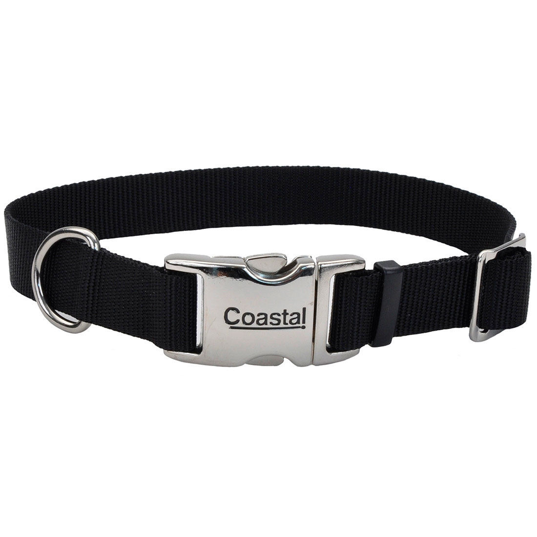 1 x 18-26-Inch Black Adjustable Dog Collar With Metal Buckle