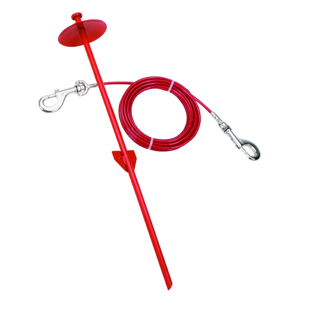 Titan Dome 15-Foot Red Heavy Dog Stake And Tie Out Cable