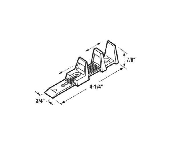4-1/4-Inch X 3/4-Inch X 7/8-Inch, White, Nylon, Adjustable, Sliding Closet Door Floor Guide, 2-Pack