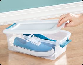 6-Quart, Clear/White, Latching Storage Box