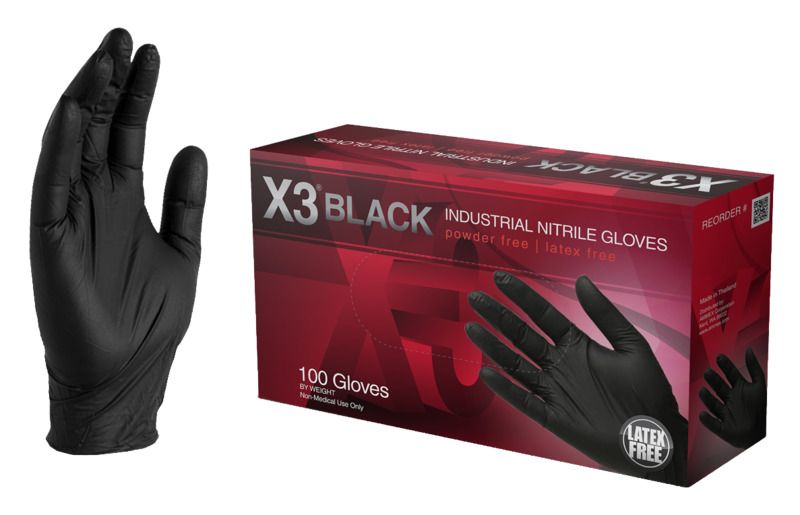 X3™ Large Black Powder-Free Nitrile Glove 100-Pack 6 X3™ Large Black Powder-Free Nitrile Glove 100-Pack