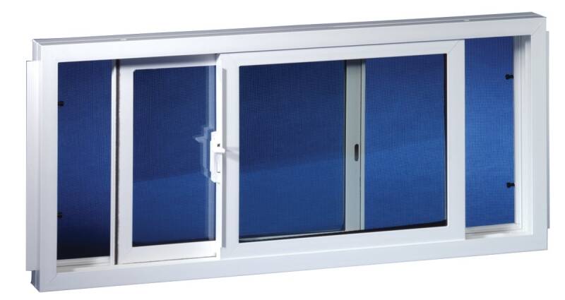 32-Inch x 18-Inch White Double Slider Basement Window