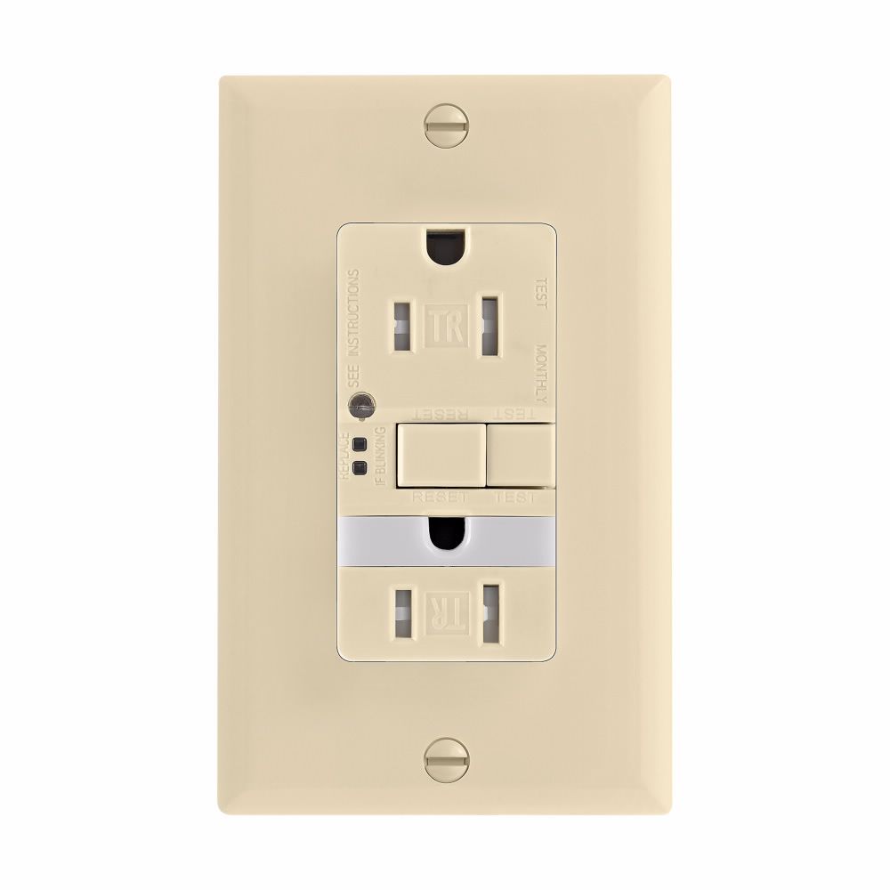 15-Amp 125-Volt Night Light Self-Test GFCI Duplex Receptacle, 1-Pack, Ivory 1 15-Amp 125-Volt Night Light Self-Test GFCI Duplex Receptacle, 1-Pack, Ivory