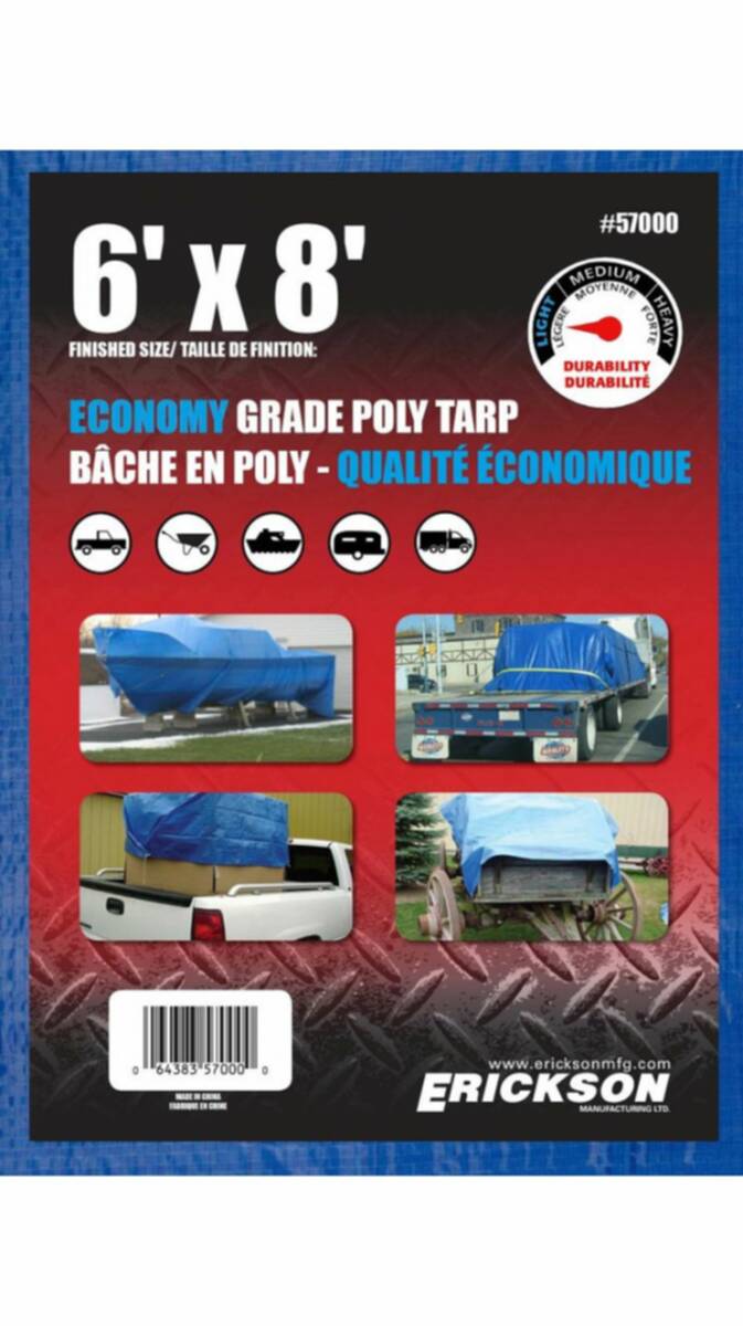 6 x 8-Foot Blue Economy Grade Poly Tarp 2 6 x 8-Foot Blue Economy Grade Poly Tarp
