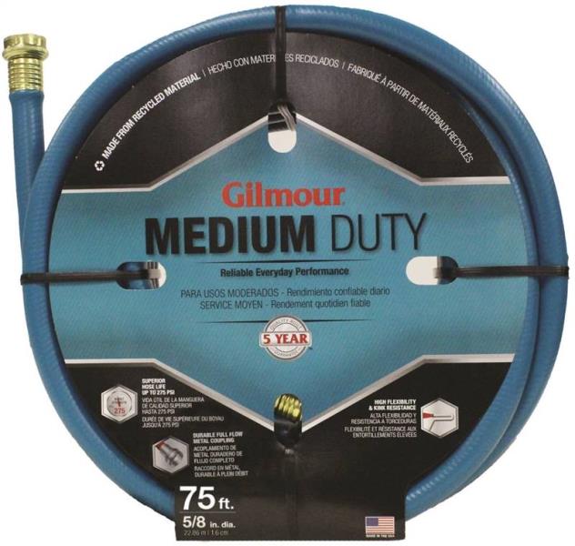 Medium Duty Reinforced Garden Hose With Full-Flow Brass Couplings 5/8 In X 75 Ft