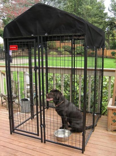 6 x 4 x 4-Foot Black Steel Uptown Dog Kennel With Cover