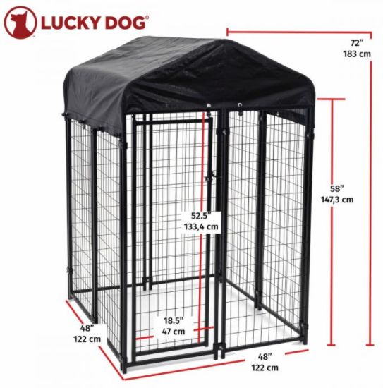 6 x 4 x 4-Foot Black Steel Uptown Dog Kennel With Cover 2 6 x 4 x 4-Foot Black Steel Uptown Dog Kennel With Cover