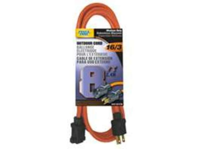 8-Foot 16/3 SJTW Medium Duty Outdoor Extension Cord