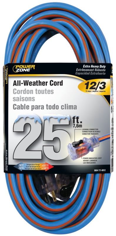 All-Weather 25-Foot 12/3 SJEOW Extra Heavy Duty Outdoor Extension Cord