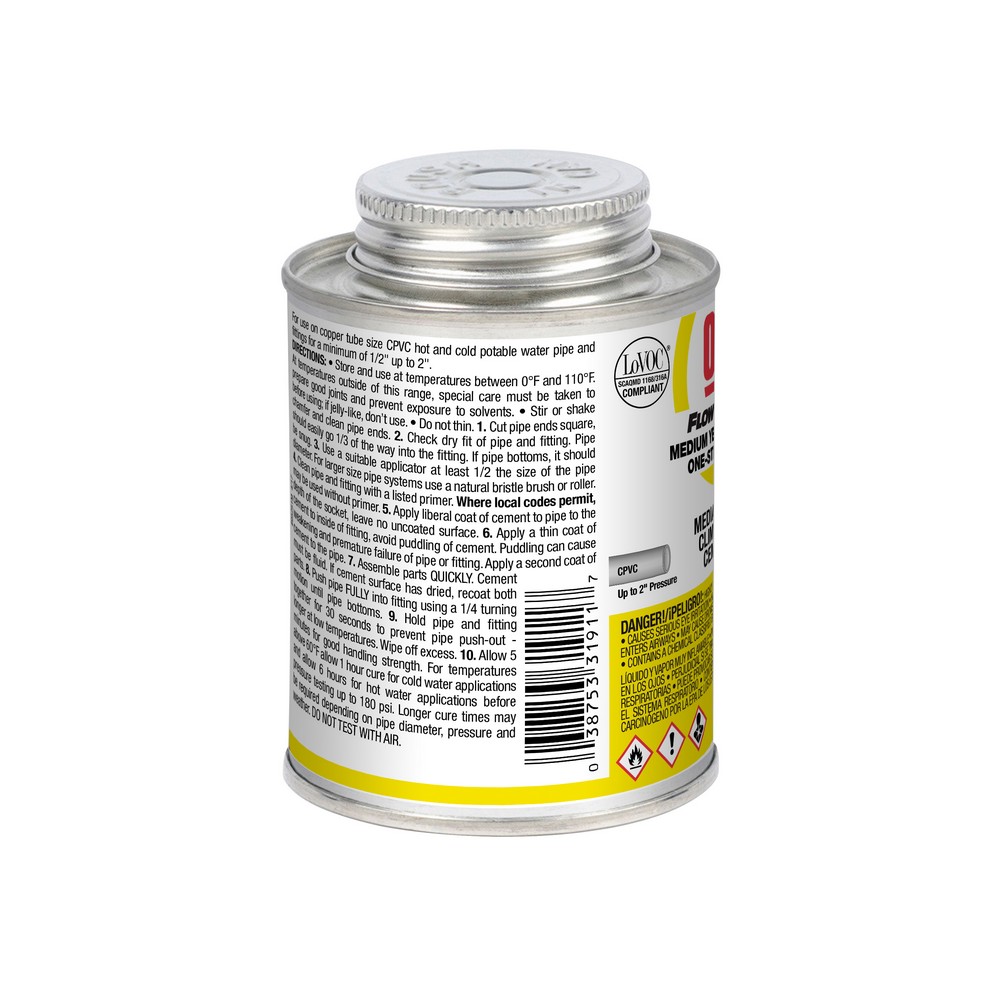 8-Ounce Yellow Medium All-Weather CPVC Cement 2 8-Ounce Yellow Medium All-Weather CPVC Cement