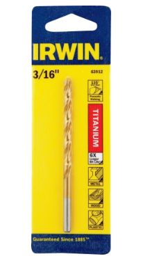 3/16 x 3-1/2-Inch Straight Shank Titanium Nitride Coated High Speed Steel Jobber Length Drill Bit 2 3/16 x 3-1/2-Inch Straight Shank Titanium Nitride Coated High Speed Steel Jobber Length Drill Bit