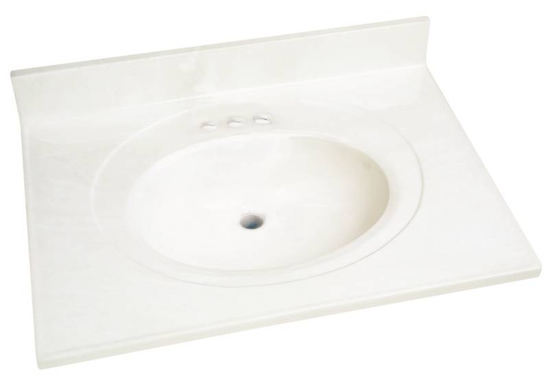 22-Inch x 31-Inch Solid White Marble Top