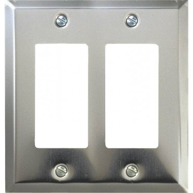 Century Polished Chrome Steel 2-Rocker Wallplate 1 Century Polished Chrome Steel 2-Rocker Wallplate