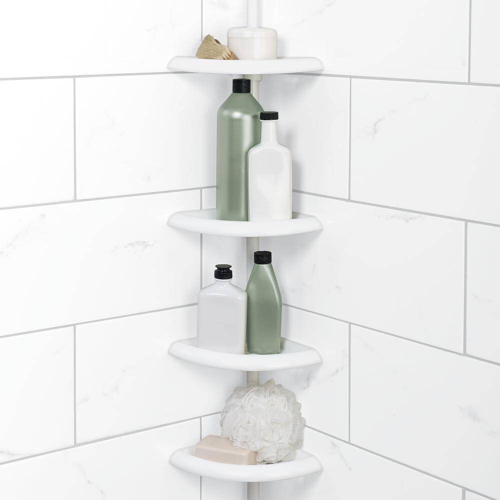 97-Inch 4-Shelf White Tension Pole Shower Caddy 1 97-Inch 4-Shelf White Tension Pole Shower Caddy