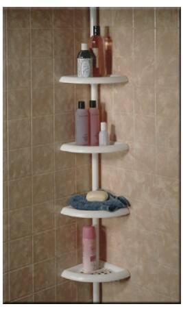 97-Inch 4-Shelf White Tension Pole Shower Caddy 2 97-Inch 4-Shelf White Tension Pole Shower Caddy