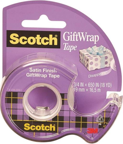 .75-Inch X 18-Yard Satin Finish GiftWrap Tape