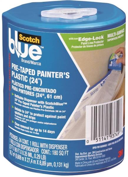 24-Inch X 30-Yard Pre-Taped Painter's Plastic With Dispenser