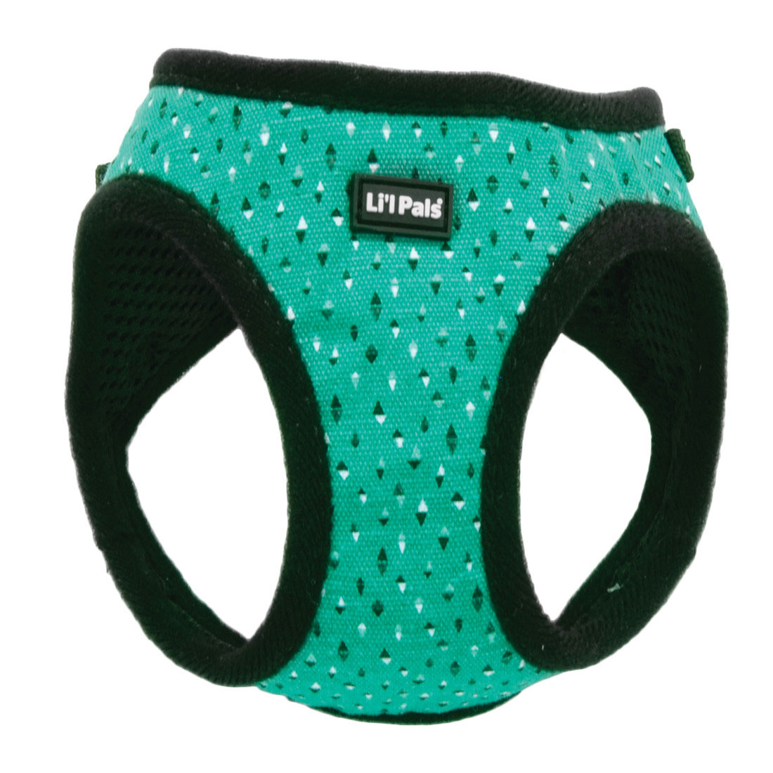 10-12-Inch Lil' Pals Canvas Dog Harness, Teal & Gray Diamonds