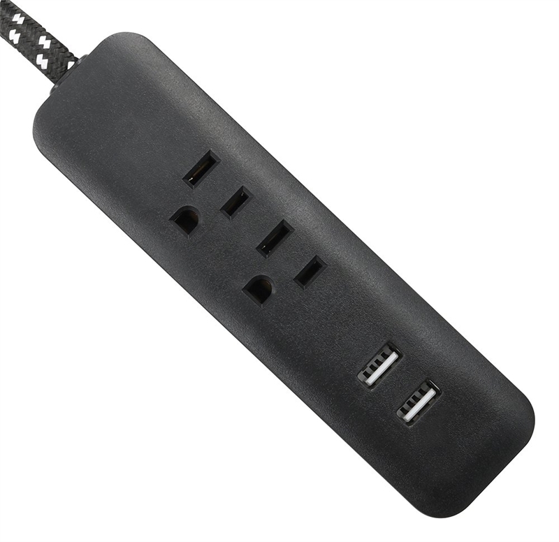 6-Foot 2-Outlet Power Cord With USB Charger