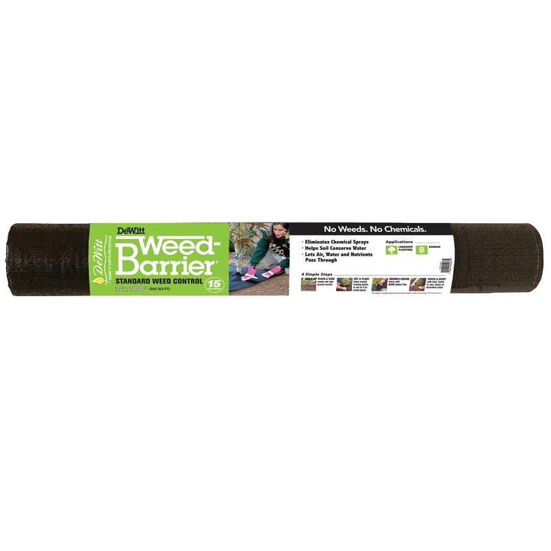 3 x 100-Foot Black Polypropylene Weed Barrier, Roll