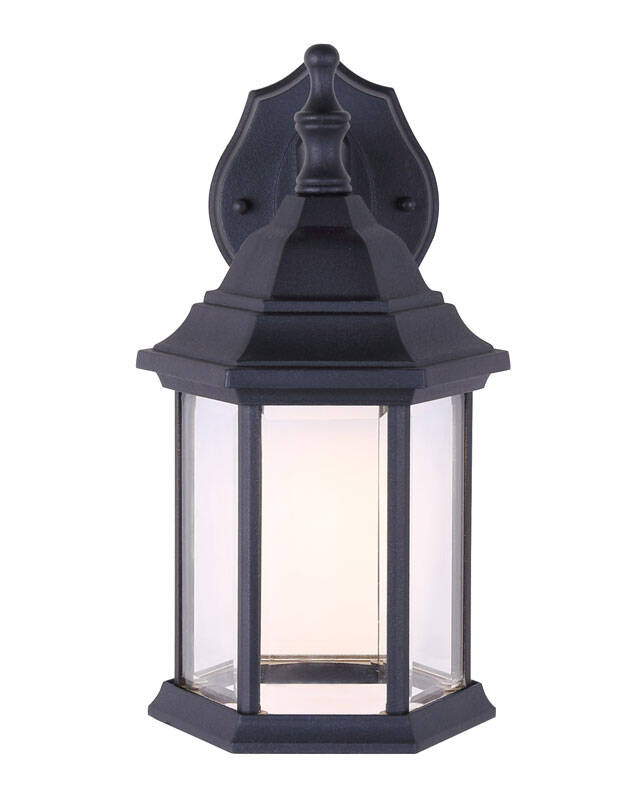 1-Light 12-Inch Black And Clear Glass Dane Outdoor LED Downlight