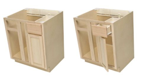 36 x 34-1/2 x 24-Inch Premium Ready To Finish Hickory Blind Corner Base Cabinet