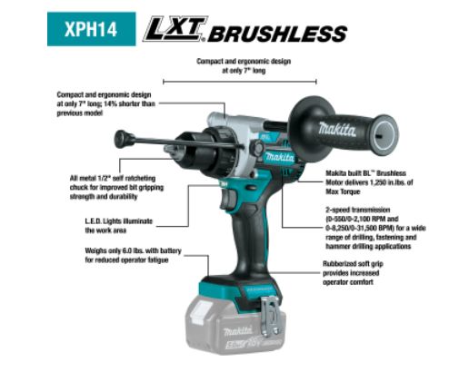 18-Volt Lxt Lithium-Ion Brushless Cordless Hammer Driver Drill 1 18-Volt Lxt Lithium-Ion Brushless Cordless Hammer Driver Drill