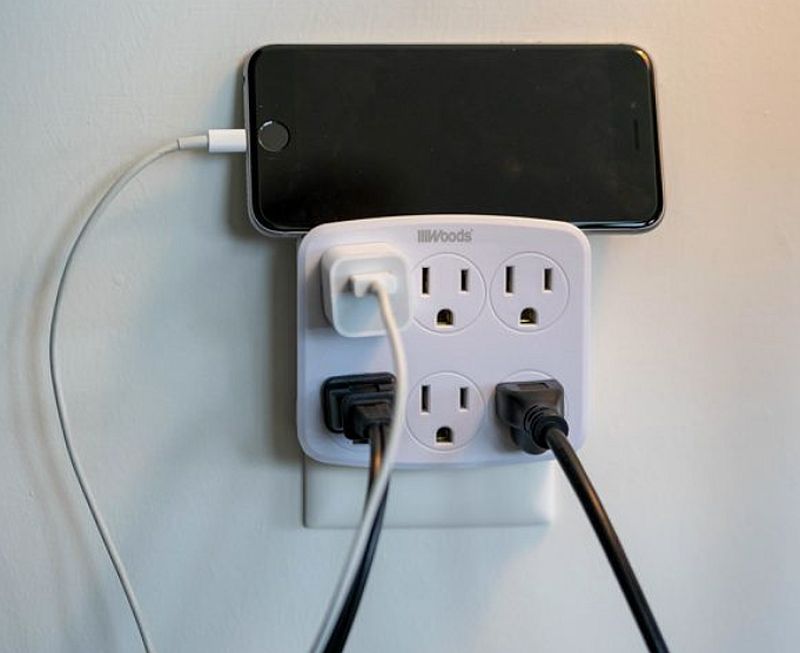 6-Outlet Wall Tap With Built-In Phone Cradle 1 6-Outlet Wall Tap With Built-In Phone Cradle