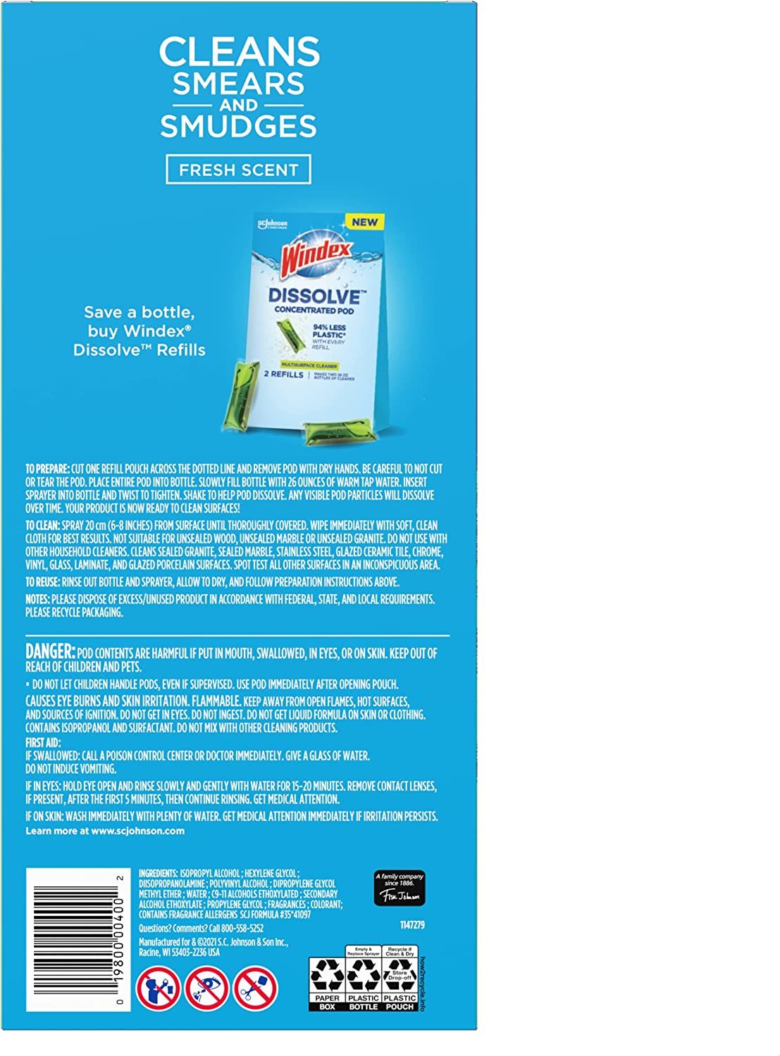 Windex Dissolve 0.2-Fluid Ounce Concentrated Pod Glass Cleaner 4 Windex Dissolve 0.2-Fluid Ounce Concentrated Pod Glass Cleaner