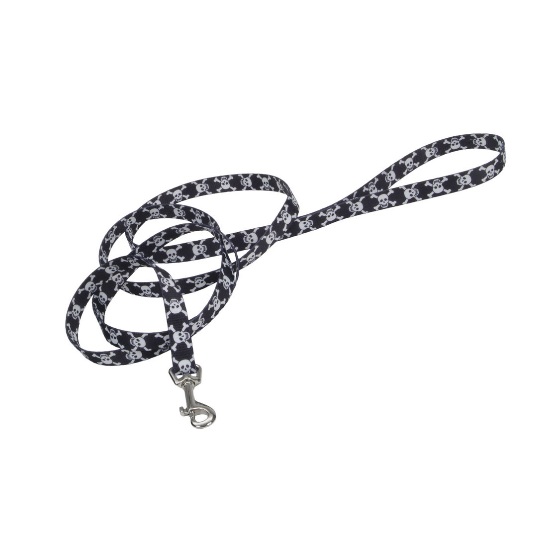 1-Inch X 6-Foot Styles Black Skulls Dog Leash