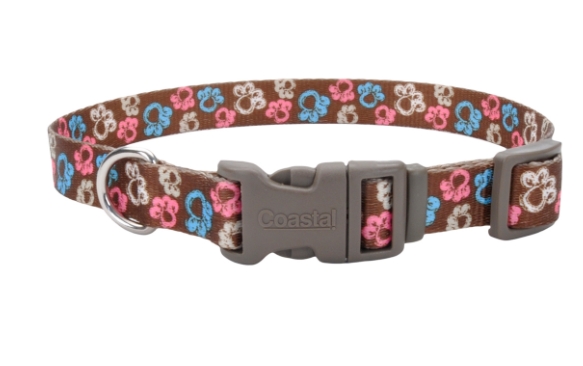 3/8-Inch Adjustable Special Paw Brown Dog Collar