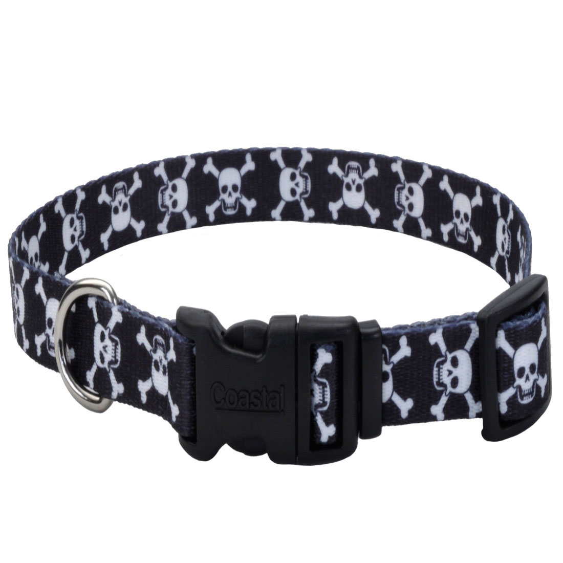 5/8 x 10-14-Inch Styles Black Skull Adjustable Dog Collar