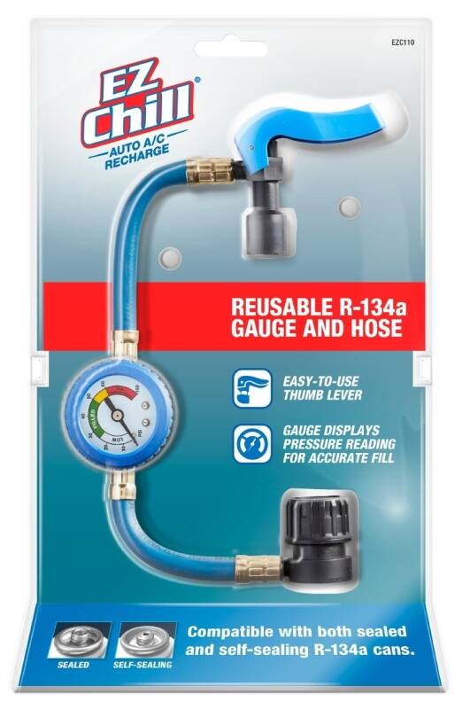 Blue EZ Chill Reusable R-134a Gauge and Hose