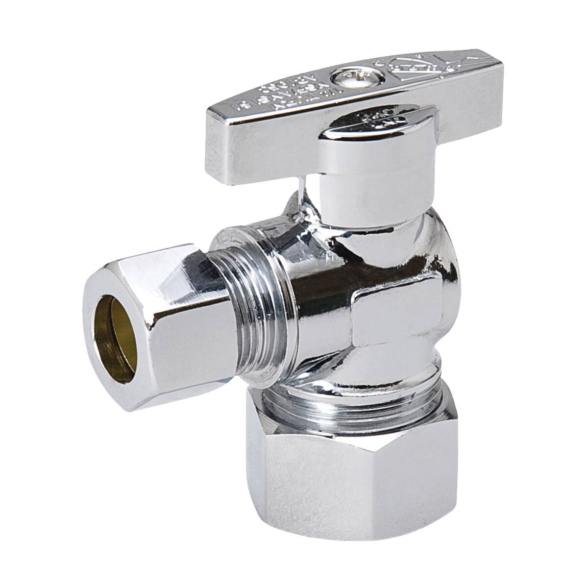 Stop Valve, 5/8 x 3/8 In Connection, Compression, 125 PSI Pressure, Brass Body