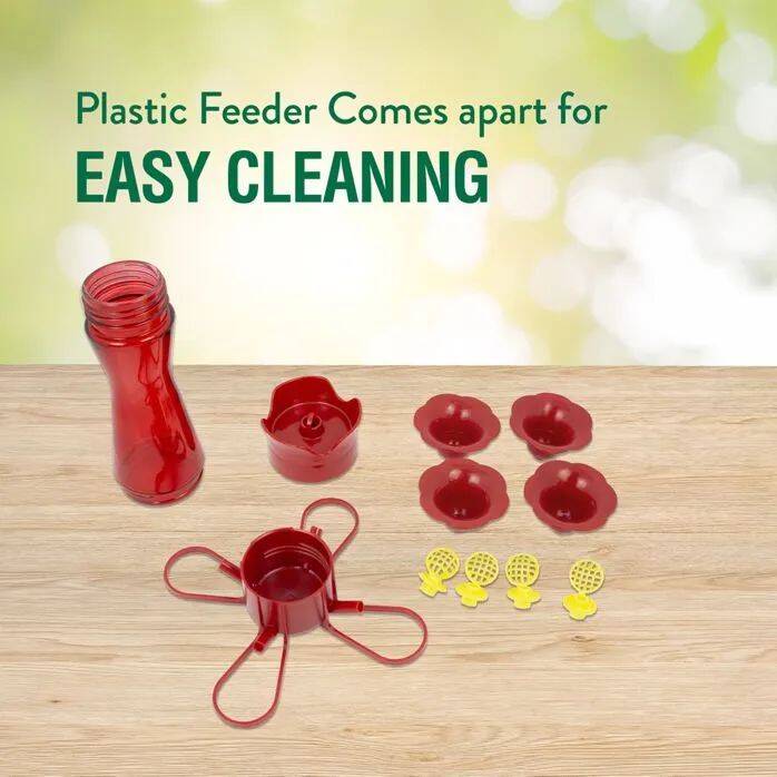 8-Ounce Red Plastic Pinch Waist Hummingbird Feeder 5 8-Ounce Red Plastic Pinch Waist Hummingbird Feeder
