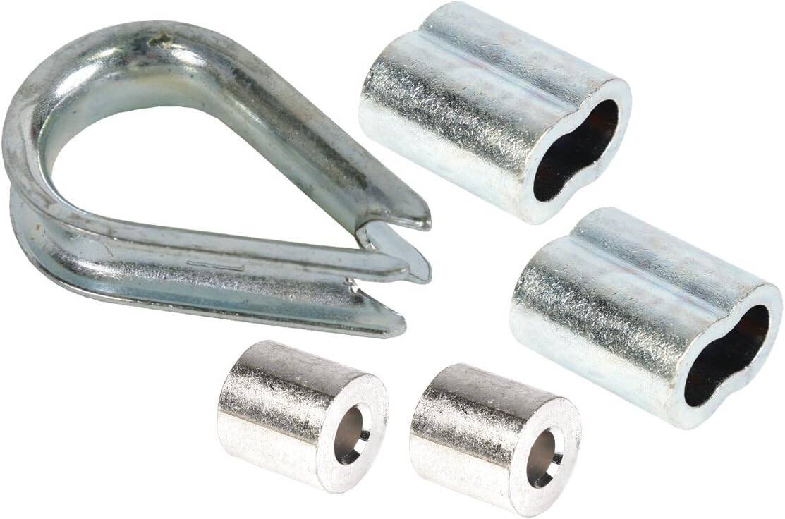 Wire Rope Sleeve/Stop/Thimble Pack Aluminum 3/32-Inch 5 Pieces Per Card