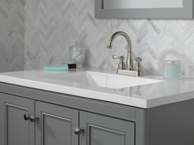 Windemere\u00ae Brushed Nickel 2-Handle Bathroom Sink Faucet With Pop-Up Drain, 4\