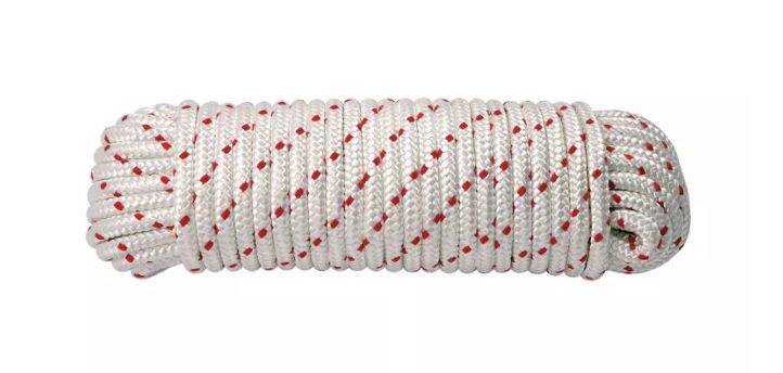5/16-Inch Diameter X 50-Foot Length White With Red Tracer Polyester Diamond Braid Rope