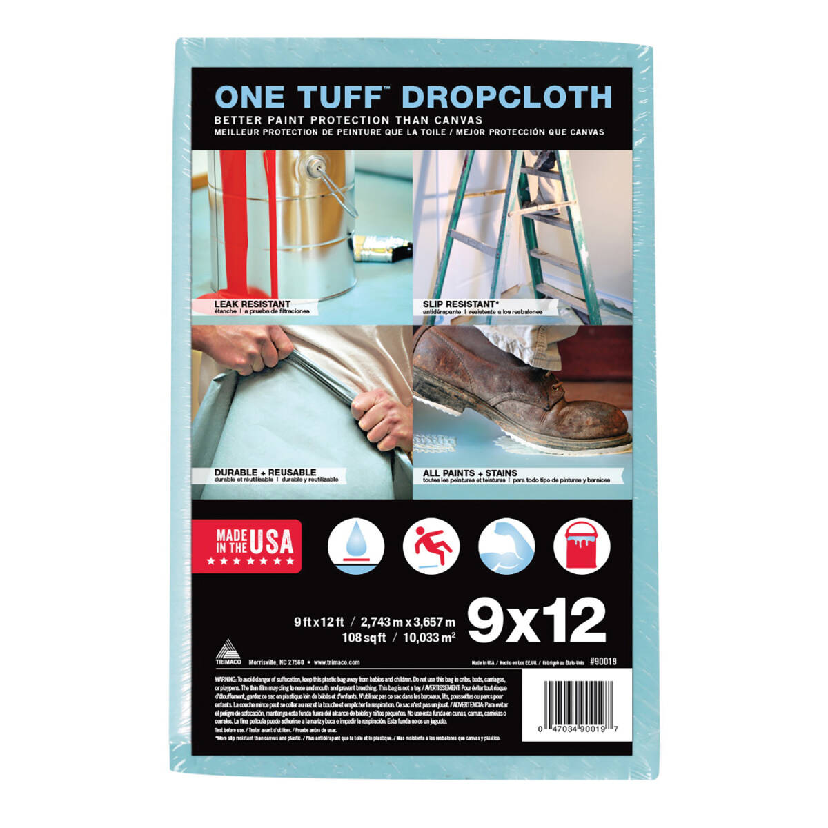 12 X 9-Foot Blue Sontara Fabric Drop Cloth 4 One Tuff 15 X 4-Foot Blue Drop Cloth