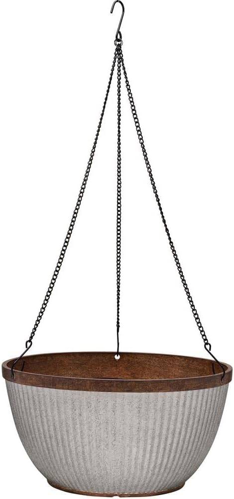 12-Inch Pleated Westlake Hanging Basket In Rustic Galvanized Finish With Zinc Rim 1 12-Inch Pleated Westlake Hanging Basket In Rustic Galvanized Finish With Zinc Rim