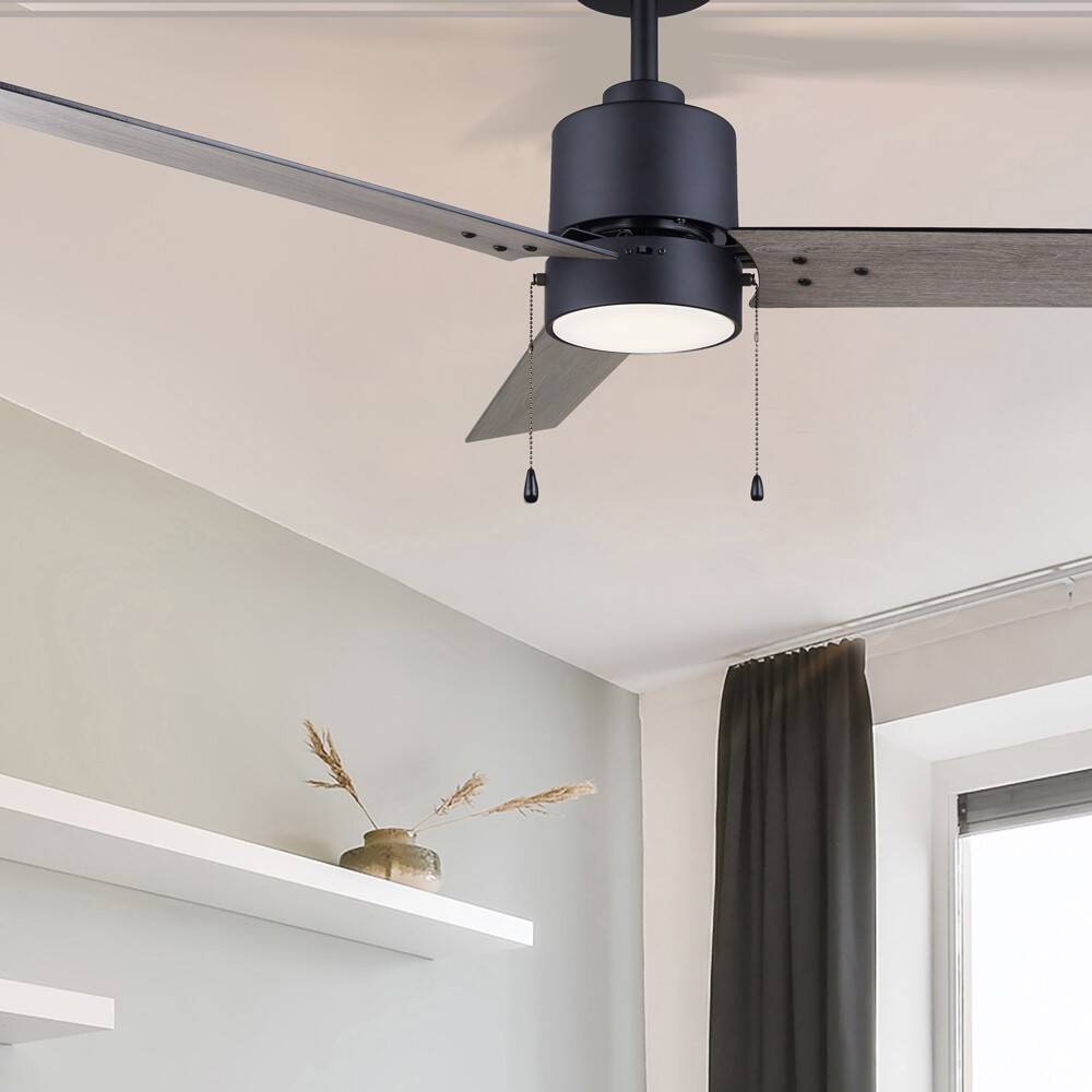Jace 52-Inch Matte Black Weathered Oak 3-Blade Ceiling Fan 1 Jace 52-Inch Matte Black Weathered Oak 3-Blade Ceiling Fan