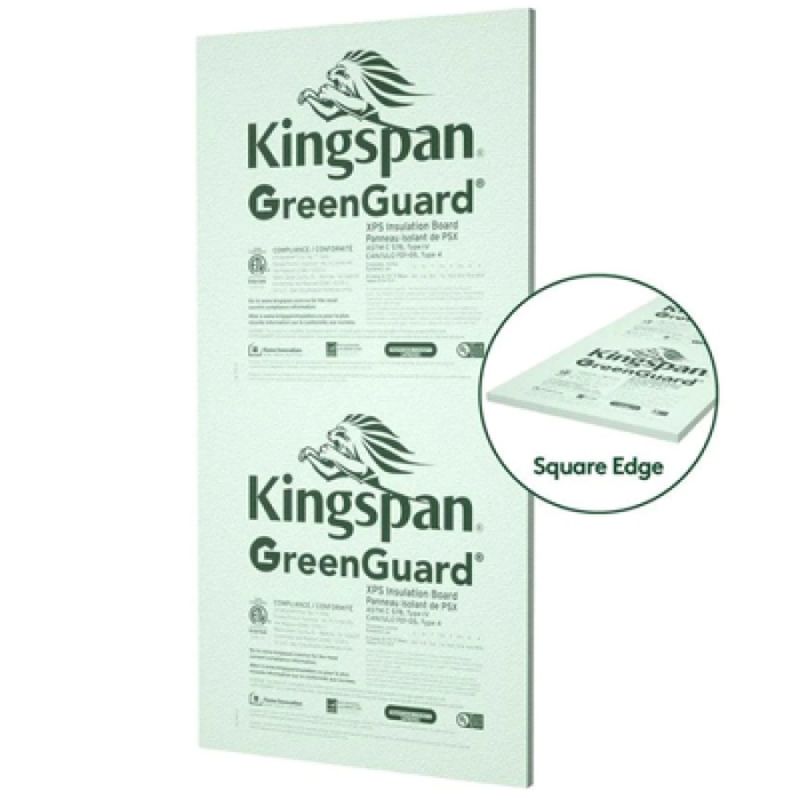 GreenGuard 1-Inch x 4 x 8-Foot Square Edge Extruded Polystyrene Foam Insulation