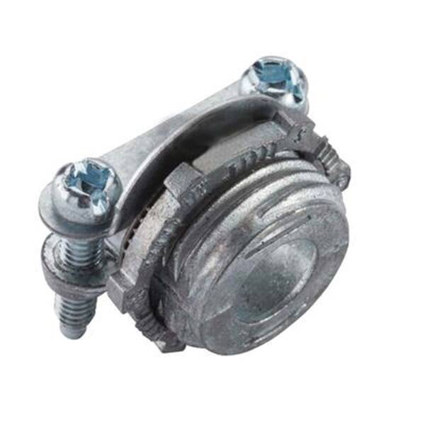 Conduit Connector, 3/8 in Clamp, Zinc