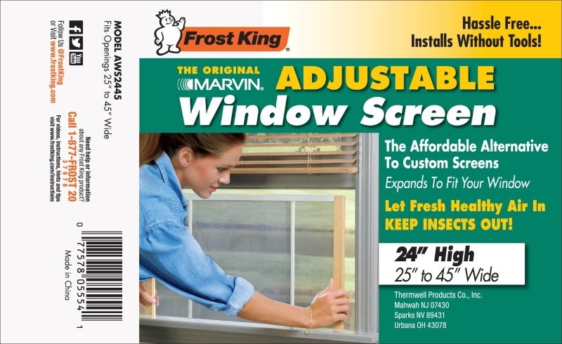 24-Inch High Adjustable Window Screen, 25 to 45-Inch Wide 1 24-Inch High Adjustable Window Screen, 25 to 45-Inch Wide